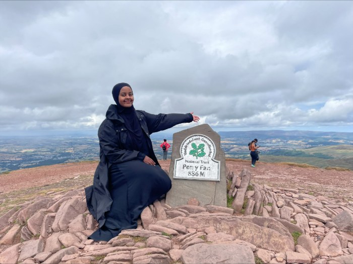 At the Pen y Fan summit marker, Brecon Beacons