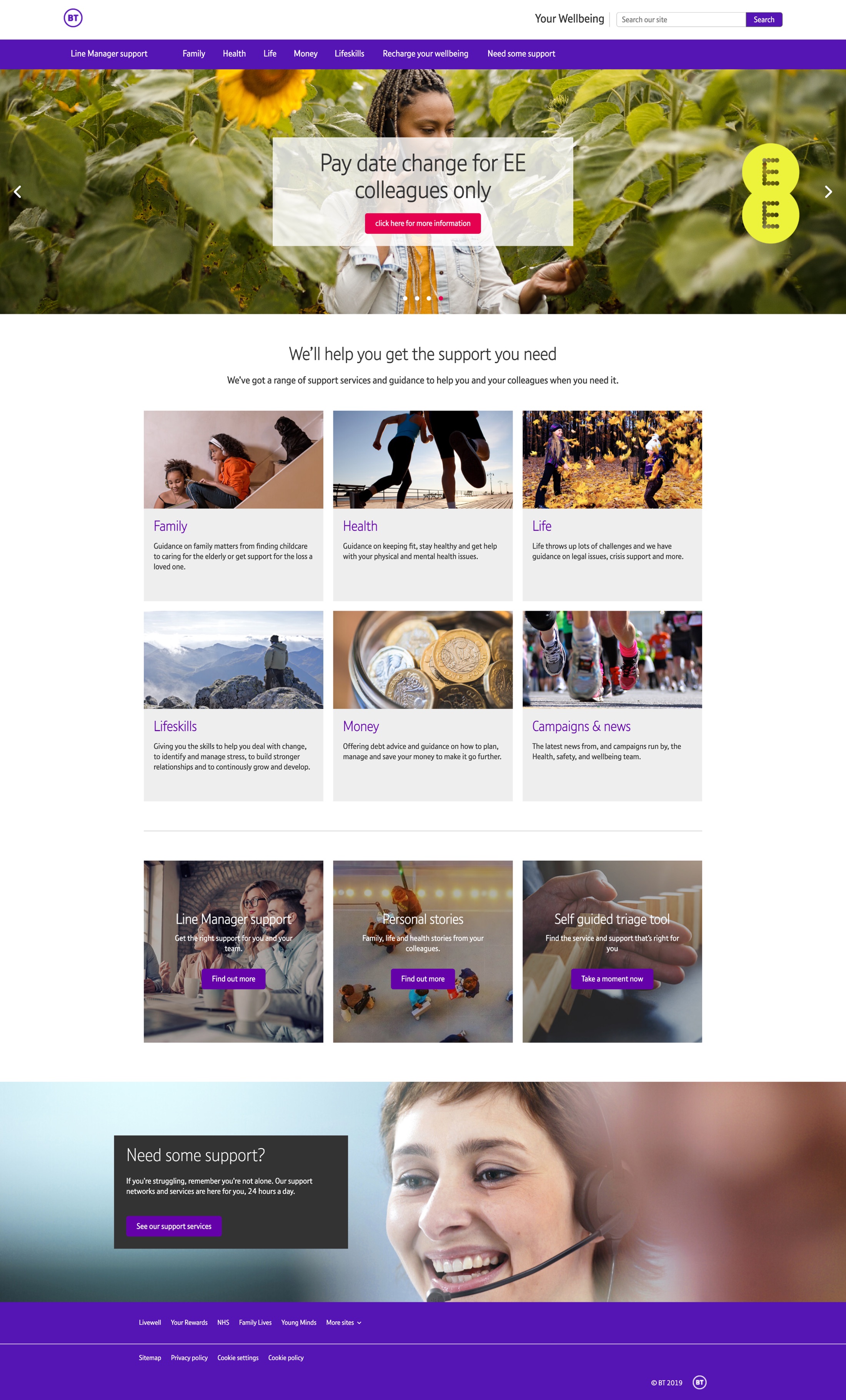 The previous Your Wellbeing portal, with seven overlapping categories